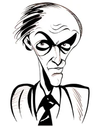 Roald Dahl - zwart-wit karikatuur